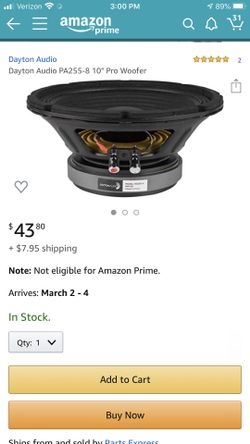 Two 10 inch Dayton subwoofers brand new 80 for both