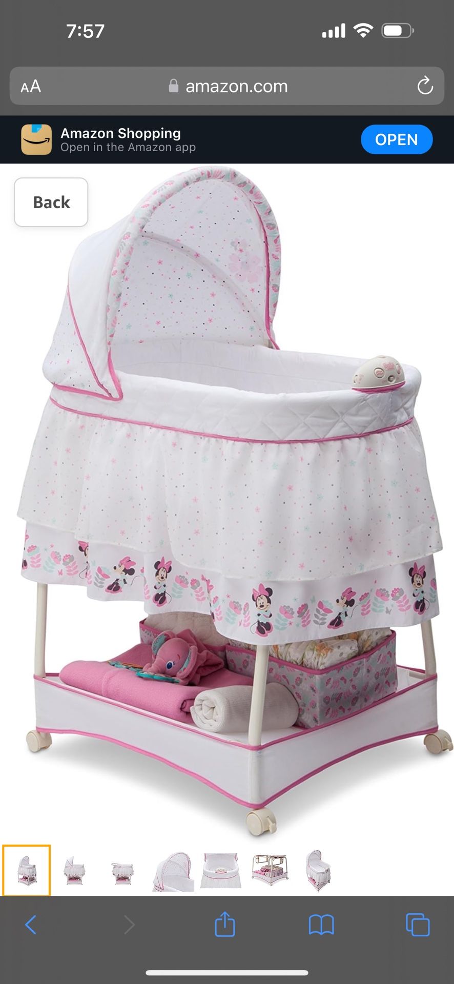 Delta Children Gliding Bedside Bassinet Portable Crib with Lights