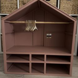 Doll Wooden Closet With Hangers