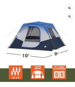6-Person Instant Tent with LED Lighted Hub, Camping tent 