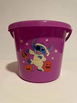 Disney Stitch Mummy Halloween Candy Bucket Trick or Treating Pail Kids Toddler Children
