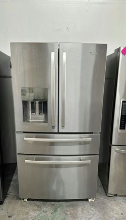 Whirlpool 4-Door Refrigerator (French Door Fridge with Drawer Freezer) Stainless Steel - Water Dispenser, LED Lighting