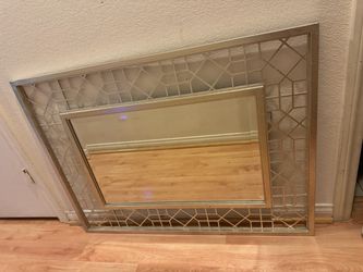 Large Wall Mirror with Gold Geometric Frame