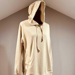 New Small Loose Fit Beige Hoodie