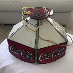 Nostalgic Coca-Cola Faux Stained Glass Hanging Lamp  Beautiful Red White Green Soda Theme
