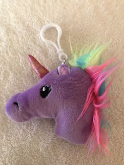 Purple Rainbow Hair Unicorn Keychain
