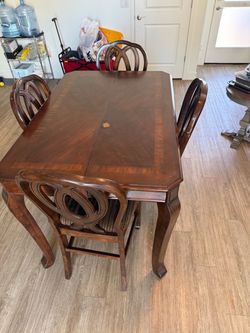 Wood Dining Table + 4 chairs- $100