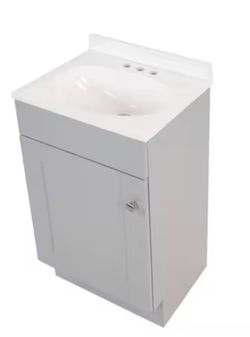 Project Source Dover 18-in Light Gray Single Sink Bathroom Vanity with White Cultured Marble Top (Fully Assembled)