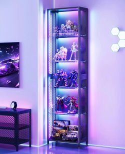 72” Tall Curio Cabinet with LED Lights | New in Box