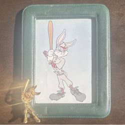 Vintage Green leather frame featuring a Bugs Bunny baseball design