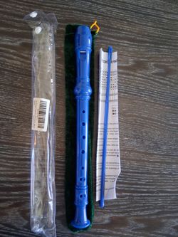 Blue Soprano Recorder - 8 holes - With Cleaning Stick & Carrying Bag - NEW