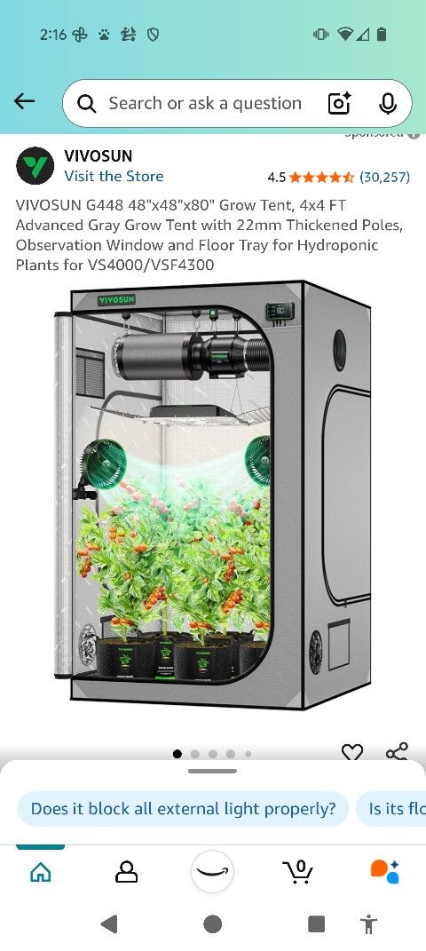 Vivosun Grow Tent Kit - Full Setup, Fans, Light, Filter