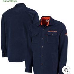 Denver Broncos Jacket Mens Large NFL Football Levi's Button Shirt Shacket Blue