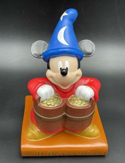 Vintage Walt Disney World Fantasia Sorcerers Apprentice Mickey Mouse Vinyl Bank