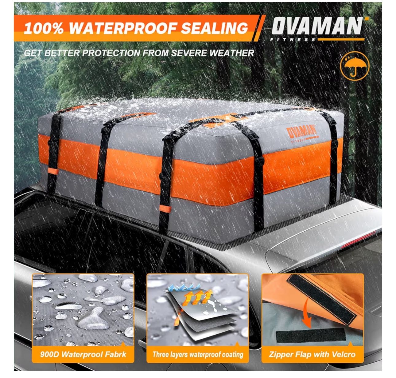 Car Rooftop Cargo Carrier Bag – 20 Cubic Feet