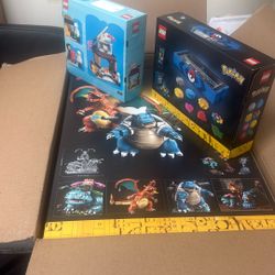 Lego Pokemon 72153 Charizard, Blastoise, Venusaur Trio Set With Kanto Badges And Restaurant Of The World 