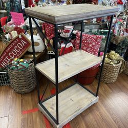 Brown and Black Free Standing 3 Tier Storage Rack with Shelves 
