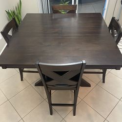 Pub Height Kitchen Table w/ 4 Chairs & Leaf - $350