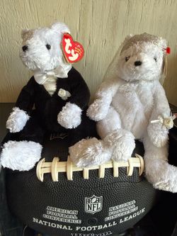 Ty Beanie Baby Bride and Groom 2002 Retired Wedding Stuffed Bear Plush Set