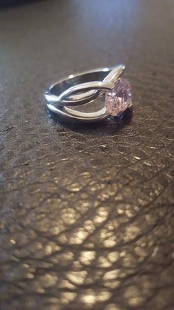 Silver pink stone ring