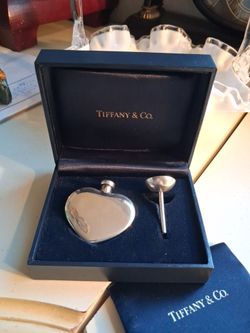 Tiffany & Company sterling silver parfum heart-shaped  with funnel  and box