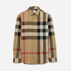 Burberry  Slim Fit Check Long Sleeve Button Up 
