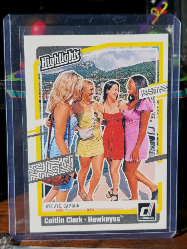2024 Caitlin Clark Panini Donruss Collection Highlights #H14 basketball trading card, featuring Caitlin Clark with the Iowa Hawkeyes. 