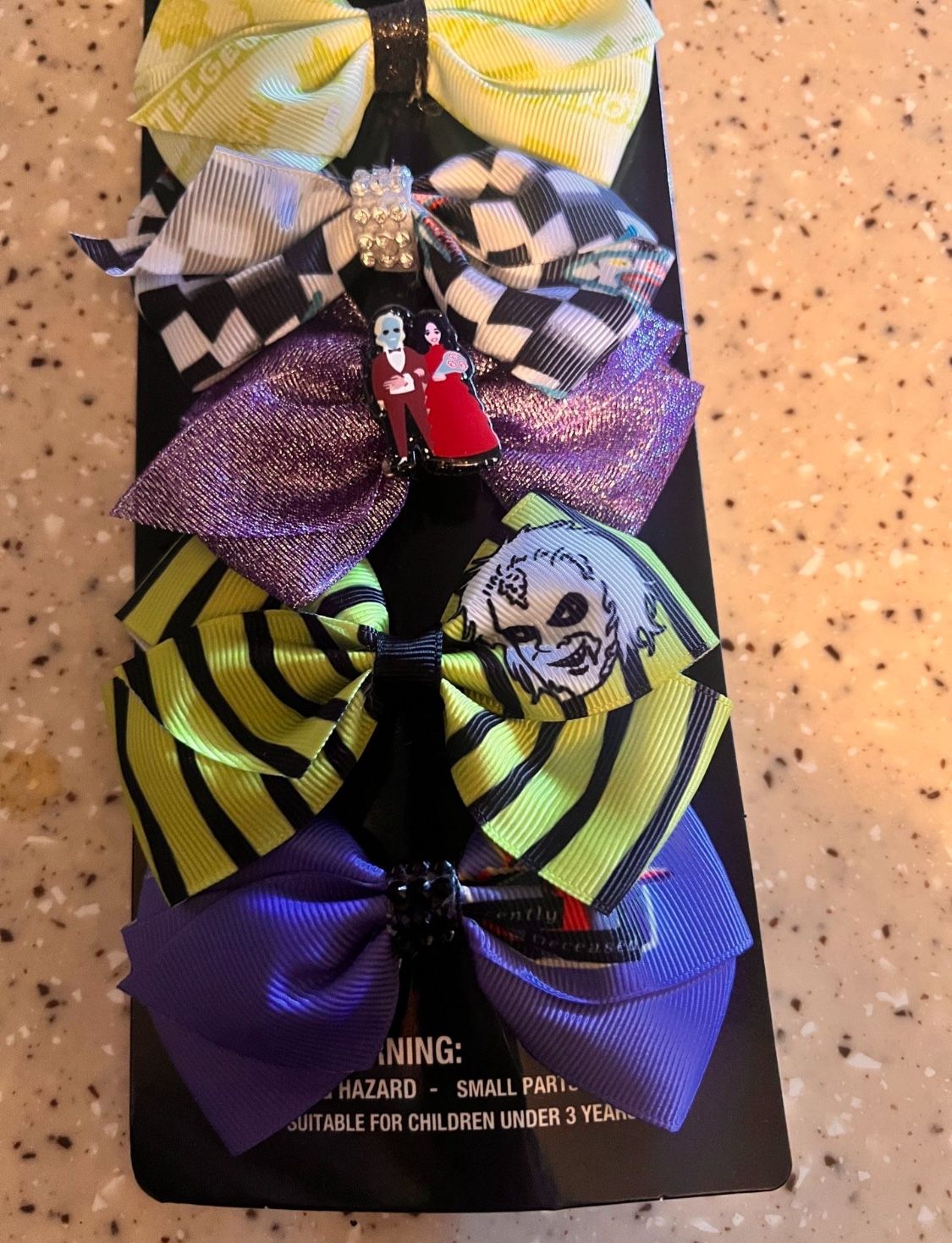 Beetlejuice 7 Pack Hair Bow Set (New) Halloween Theme