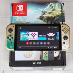 NINTENDO SWITCH OLED ZELDA EDITION*MODDED* 3X TRIPLE BOOT SYSTEMS WITH ANDROID TABLET MODE 