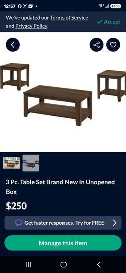 Brand new 3 pc table set in unopened box