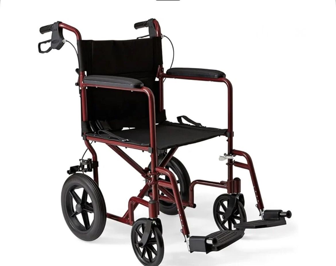Medline Medical Transport Wheelchair Brand new In Box Light Weight Footrest Wheel Chair