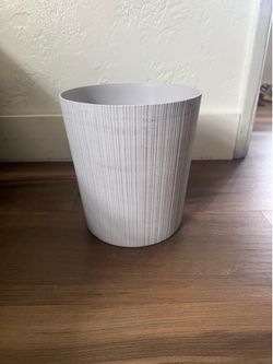 White Textured Wastebasket