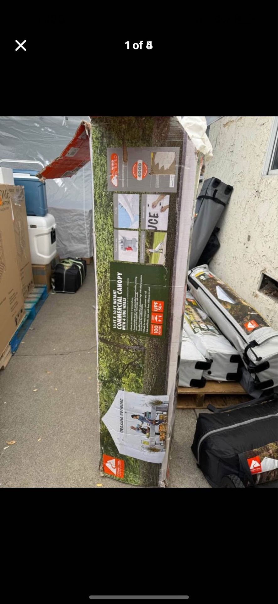 Ozark Trail White Commercial Instant 10' x 10' Straight Leg Instant Canopy with Sidewalls 