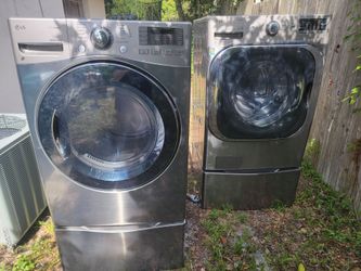 LG Front Load Washer & Dryer Set with Pedestals