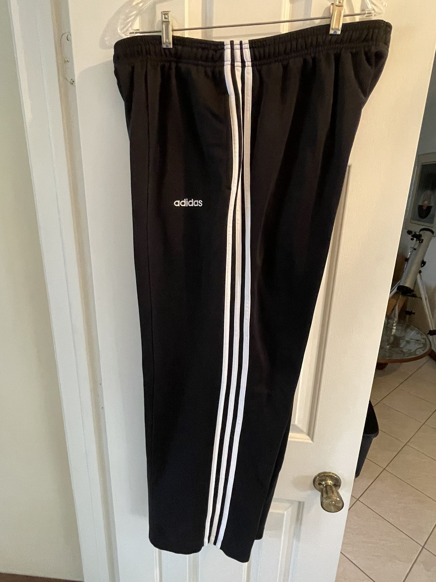 Classic Adidas striped sweatpants -black & white - Mens XL