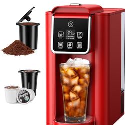 Hot and Iced Coffee Machine for K Cup Pods & Ground Coffee,