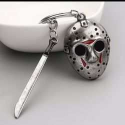 1pc Fashionable Alloy Metal Jason Voorhees Mask Keychain Pendant 