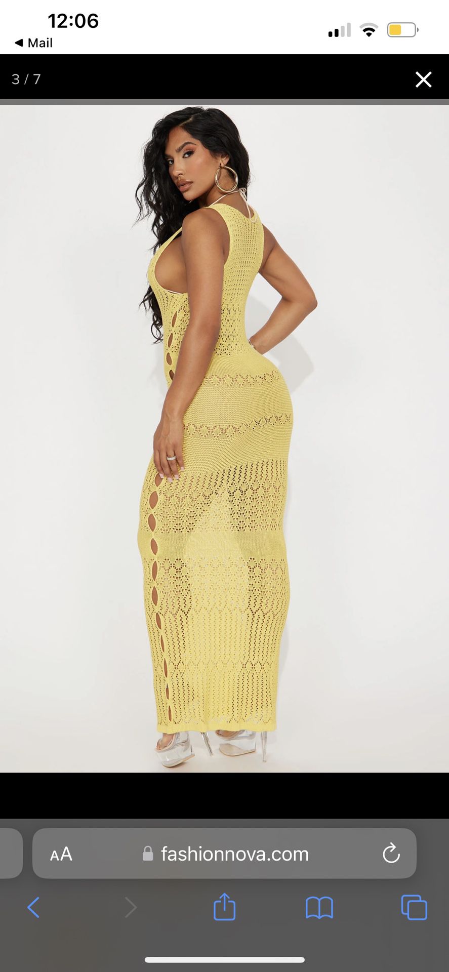 Yellow Knit Cover Up Dress 