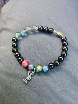 Beaded Stretch Bracelet with Alien Charm