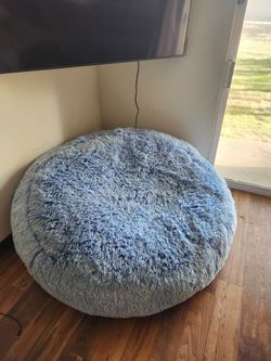 Large Fluffy Blue Bean Bag Chair