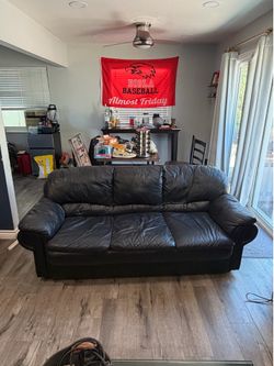 Macy’s Black Leather Sofa