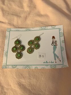 Stella & Dot drop earrings with green stones