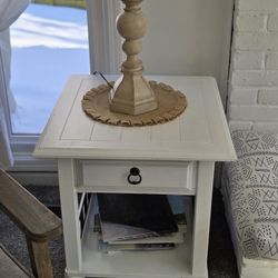 2 White Painted End Tables