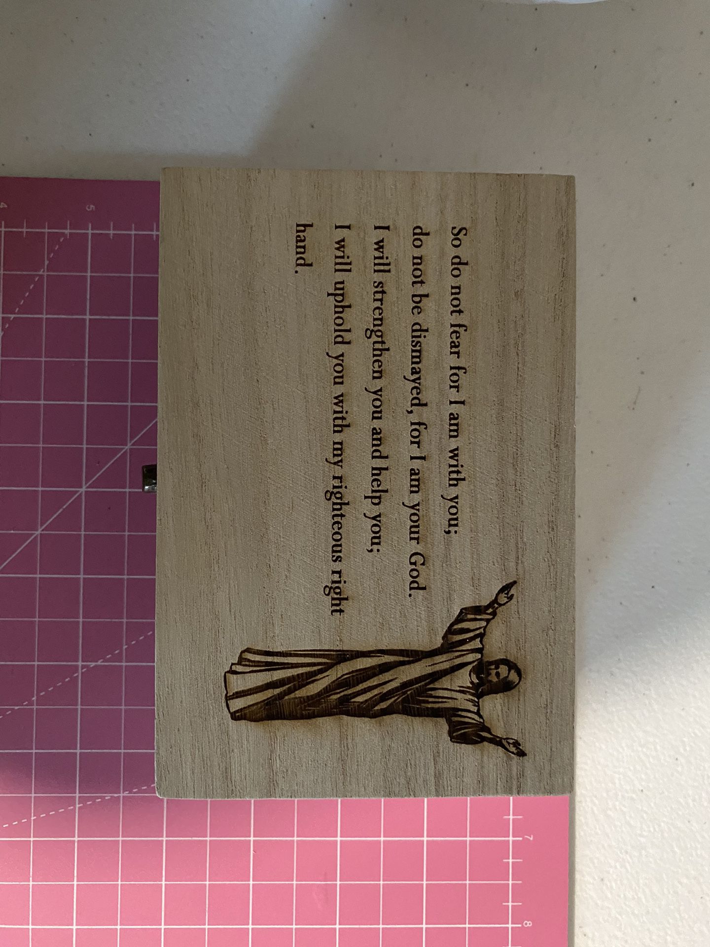 Christian / Catholic About 5 in by 3 in gift box- wood burned