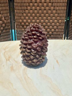 Pottery Barn Brown Metallic Pinecone Sculpted Candle 6"tall