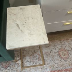 Marble End Table With Brass Base