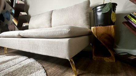 57” Linen Armless Loveseat (Price Lowered)
