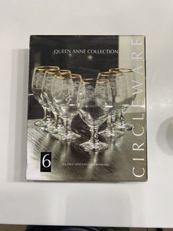 Queen Anne Collection Gold Trim Wine Glasses
