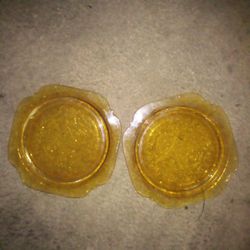 Amber Colored Madrid Dinner Plates Depression Glass 