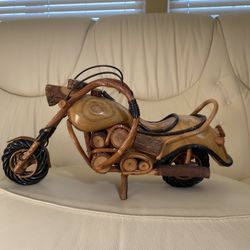 Wooden Hand Carved Lacquered Motorcycle